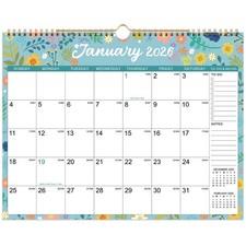 2026 Wall Calendar Jan-Dec 2026 12 Monthly Thick Paper Strong Twin-Wire Floral