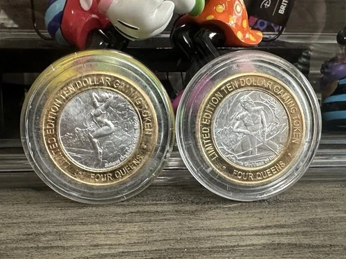 (2) FOUR QUEENS Casino $10 Tokens .999 HSP Fine Silver 🔥Selena , Artemis