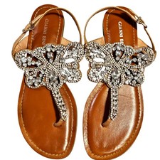 Woman's Gianni Bini festive boho rhinestone beach butterfly buckle sandals 8M