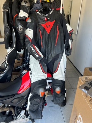 DAINESE MISANO (size 60) 2 D-AIR PERF. 1PC SUIT | BLACK/WHITE/FLUO