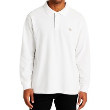 Burberry London Polo Shirt 100 Cotton Long Sleeve Collared Lined White XXL