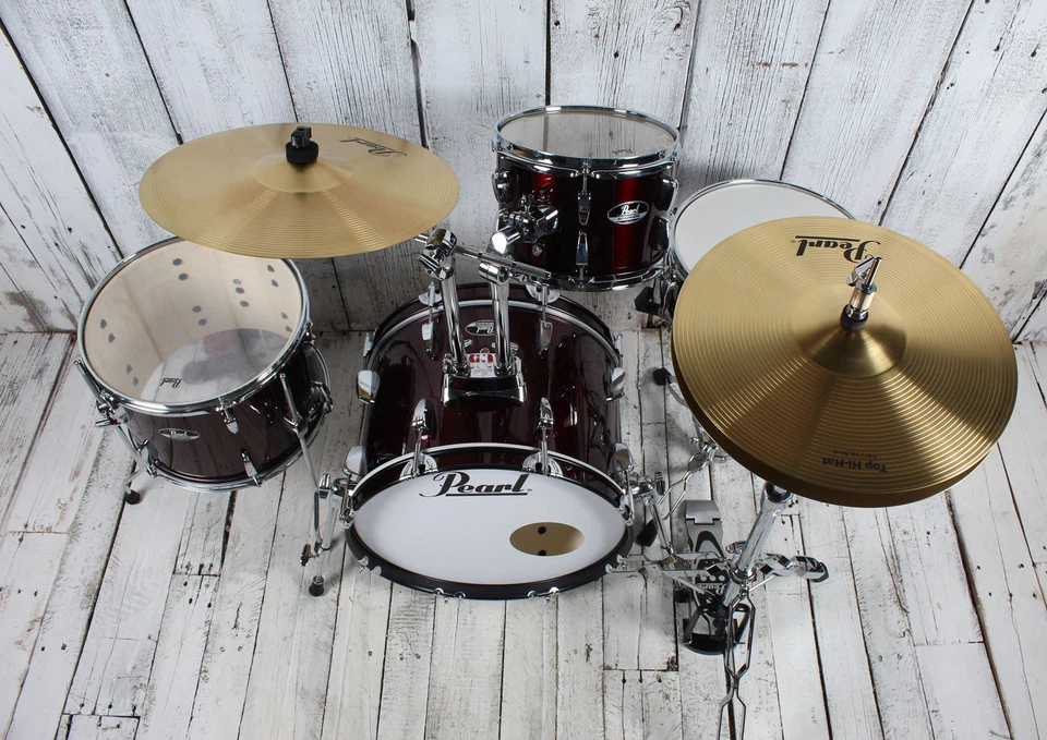 珍珠 RS584C/C 路演鼓套装 4 件套鼓套件带镲红葡萄酒 — 第 3/4 张图片