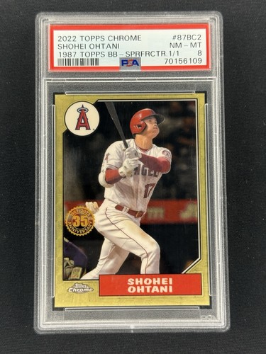 2022 Topps Chrome 1987 Topps 35th Anniv, Superfractor Shohei Ohtani 1/1 PSA 8