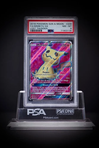 2018 Pokémon SM Lost Thunder Mimikyu GX Full Art  206/214 PSA 8