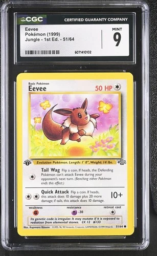 CGC 9 MINT Eevee 1999 Jungle 1st Edition 51/64 Pokemon Card