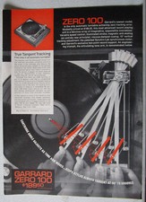 1971 GARRARD Zero 100 Turntable Record Player Print Ad Adjustable Tone Arm