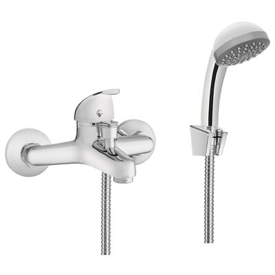 BADLAND Komplette Set Badewannenarmatur PEREA Silber Badarmatur Wannenbatterie
