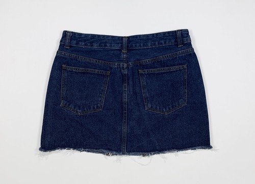 minigonna donna usato a trapezio svasata L W30 tg 44 denim jeans corta blu T8610 - Foto 7 di 8