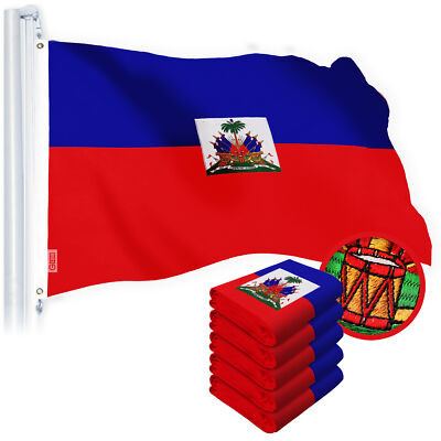 NEW G128 Haiti Flag 5-Pack 4x6 FT Embroidered Tough Spun Polyester