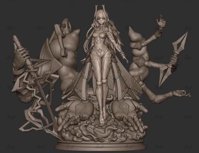 Anime  Raiden Shogun Figure Unpainted GK Models 3D Print Resin Kit