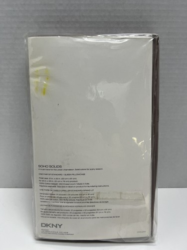 DKNY Donna Karan Fundas de Almohada Estándar Satén Algodón Soho Sólidos Taupe Malva Nuevas - Imagen 3 de 6