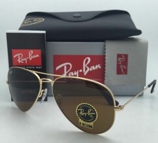 New RAY-BAN Sunglasses RB 3025 001/33 62-14 Gold Aviator Frames B15 Brown Lenses