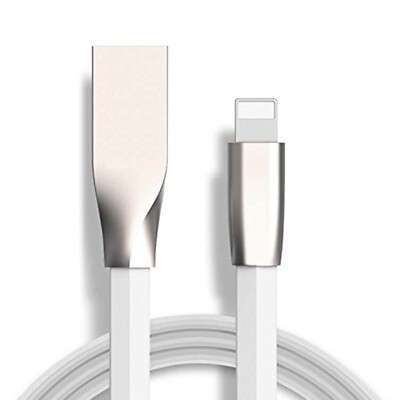 For iPhone 5 6S 7 8 Plus 6ft USB Cable Flat Charger Cord Power Wire Sync Zinc