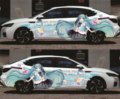 Anime ITASHA Hatsune Miku Car Wrap Car Stickers Car Decal Fits with any cars 