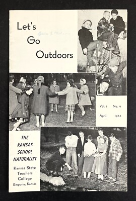 1955 Let's Go Outside State Park Map Lakes Kansas School Naturalist Vintage Book