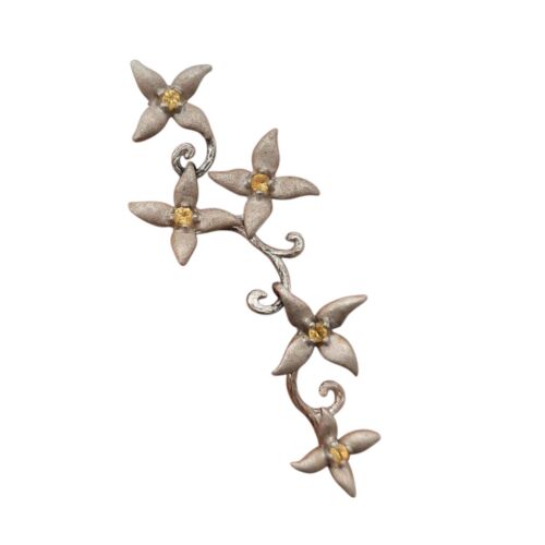 Galatea 14k Single Earring White Gold Flowers Yellow Sapphire 3.1g Replacement