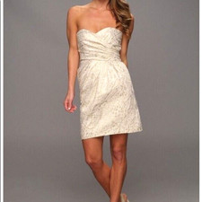 LAUNDRY SHELLI SEGAL SIZE 8 M MEDIUM METALLIC GOLD SWEETHEART MINI DRESS