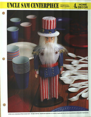 NEW UNCLE SAM CENTERPIECE PATRIOTIC ANNIE'S PLASTIC CANVAS PATTERN INSTRUCTIONS