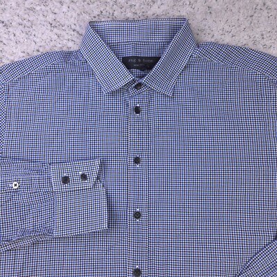 Rag Bone Shirt Mens 17 Long Sleeve Check Plaid Button Up Dress New York EUC