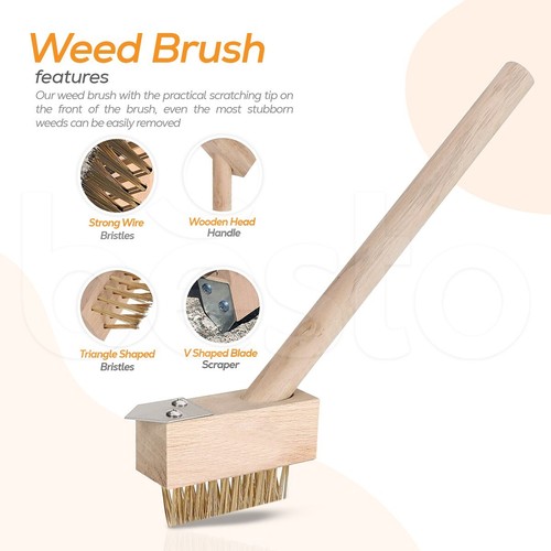 2 in 1Patio Broom Moss Weed Removal Brush Scrubbing Block Paving Garden