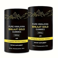 Pure Himalayan Shilajit Gold Gummies 2-Pack - 3000mg   Energy, Vitality, Vegan