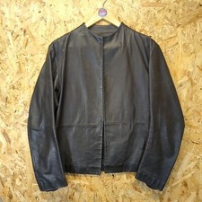 Dkny Genuine Leather Black Biker Jacket Vintage Y2k Donna Karan Womens Xs Uk 8