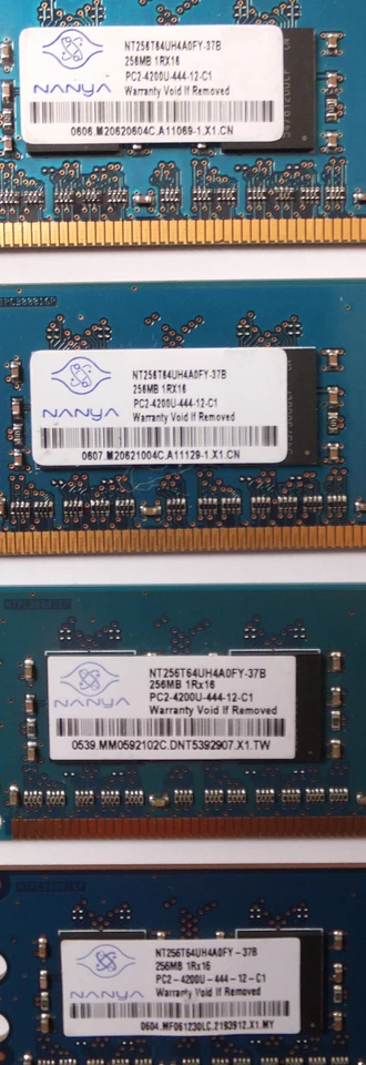 Nanya RAM PC2-4200U-444--12C1  4 x 256Mb modules.      HP P/N: 355949-888 - Image 2 of 4