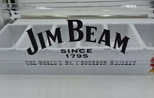 NUOVO vassoio guarnizione condimento whisky metallo Jim Beam Bourbon caddy bar uomo grotta - Foto 2 di 6
