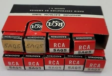 9 Vintage RCA 5AQ5 Electron Tube Lot w/ Original Box Sleeve Used Rare USA 