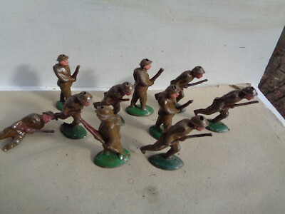 Manoil, American soldiers lot of 10 painted 54mm vintage hollow cast lead, TT