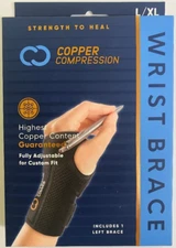 (NEW) Copper Compression Wrist Brace Fits Left Hand L/XL