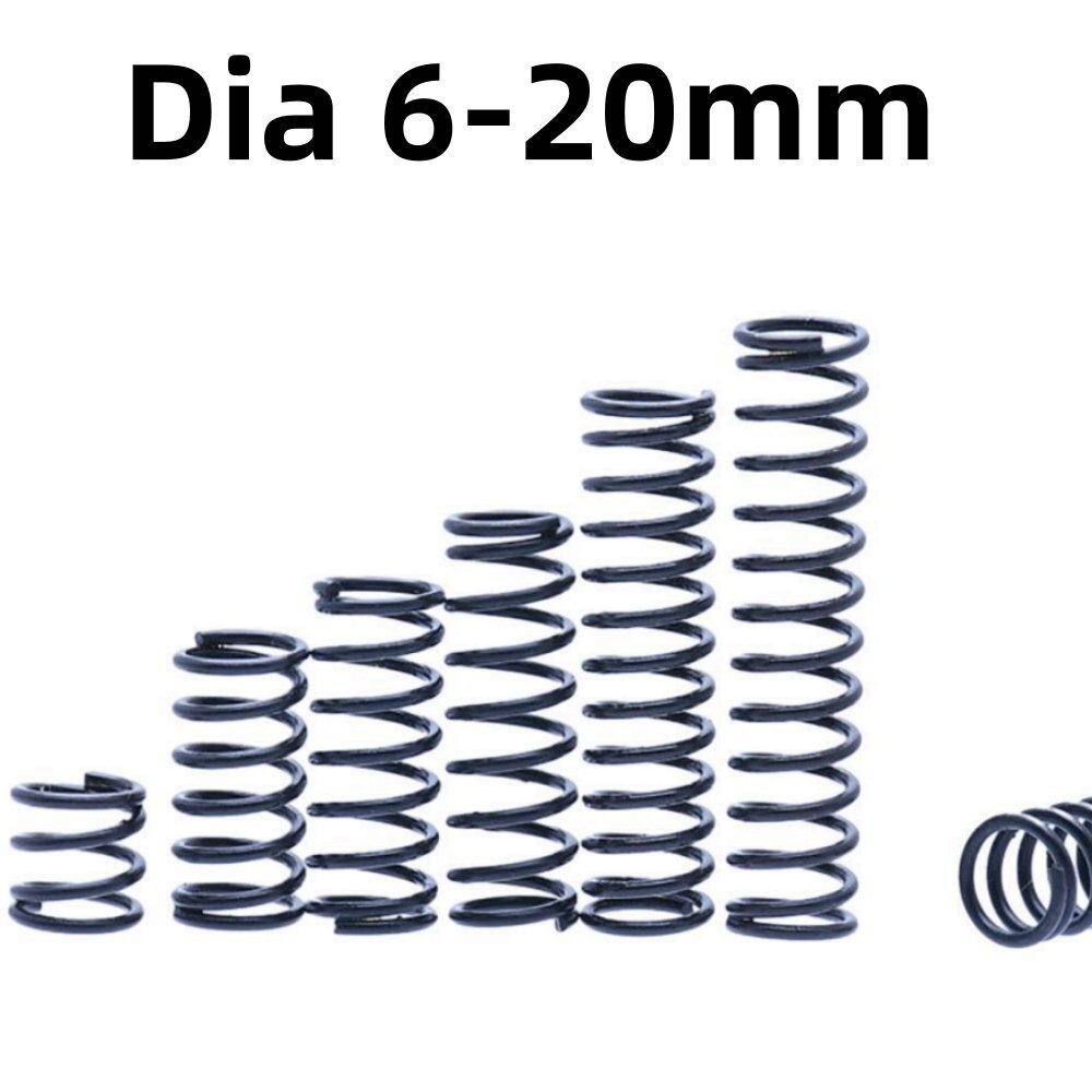 Black Steel Compression Springs 6-20mm Dia 10-50mm Length 1.2mm Wire