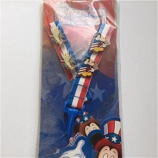 Juego de prendedores y cordón Disney Mickey All American Pin Trading Festival Tinker Bell Foto 2 de 2