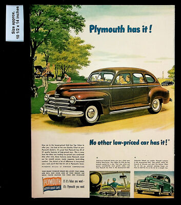 1947 Plymouth Cars Low Price Economy Brown Family Kids Vintage