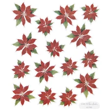 2 Sheets X-mas Holiday Poinsettia Planner Stickers Papercraft Envelope Seals 