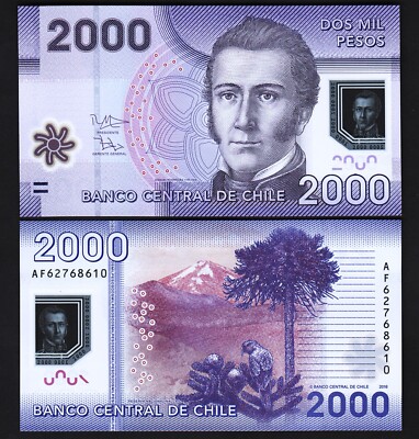 Chile 2000 Pesos 2016, UNC, POLYMER, P-162f