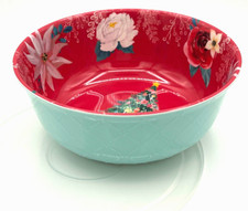 Pioneer Woman 100% Melamine Textured Holiday Bowl Textured Christmas Tree Flower
