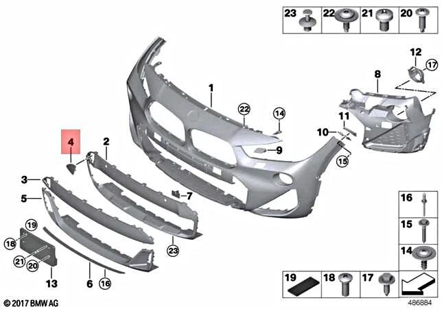 Genuine BMW F39 X2 16d 18d 18dX 18i Cover Towing Lug Painted Front 