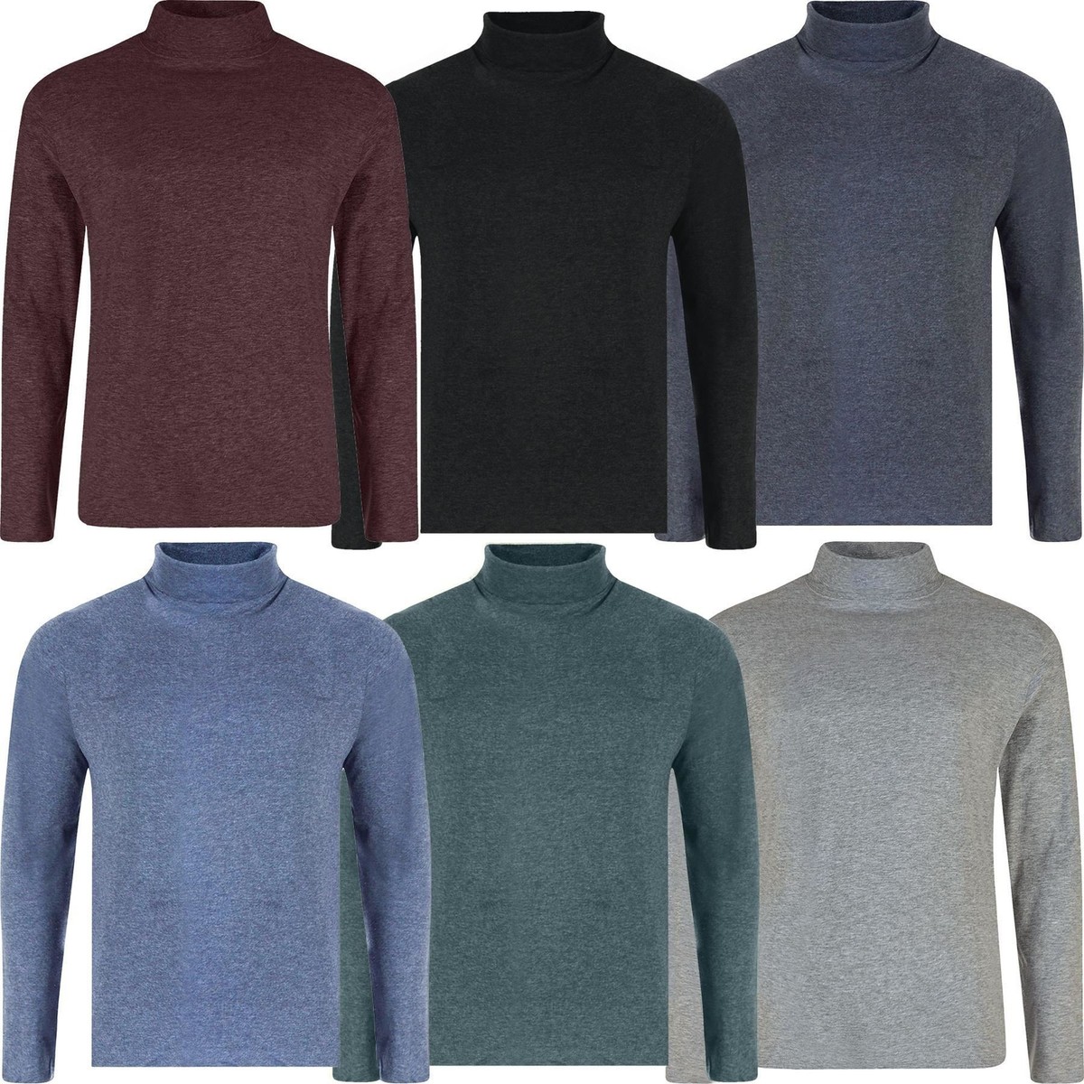 Threadbare Ski Roll Neck Mens Jersey Cotton Blend Turtle Roll Polo