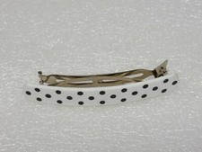 Vintage Hair Barrette White W/ Black Polka Dots