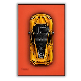 Classic Leather Wall Mount Display for LEGO&reg; Technic&trade; Mclaren Orange