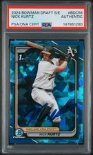 2024 Bowman Draft Chrome Sapphire Nick Kurtz Signed PSA Auth Auto 1st Athletics