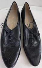 SALVATORE FERRAGAMO BOUTIQUE Vintage Black Loafer Shoes Ties Size 7 AAAA  NEW