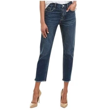 Current/Elliott Vintage Cropped Slim Straight Button Fly Medium Wash Jeans Sz 29