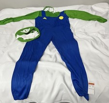 Super Mario LUIGI Halloween Cosplay Costume Adult Size Hat Gloves Mustache