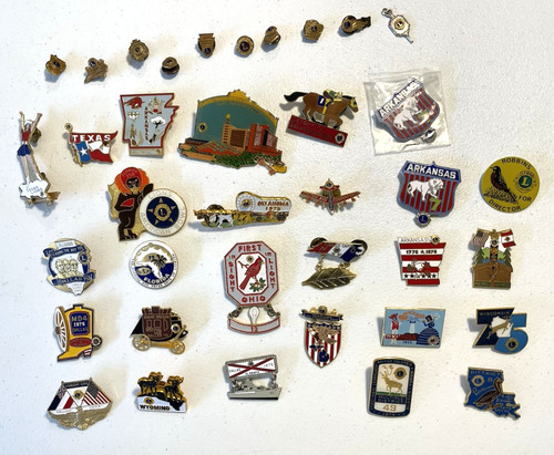 Vintage Lions Club International Pins Lot 37 Pieces Enamel and Lapel Pins