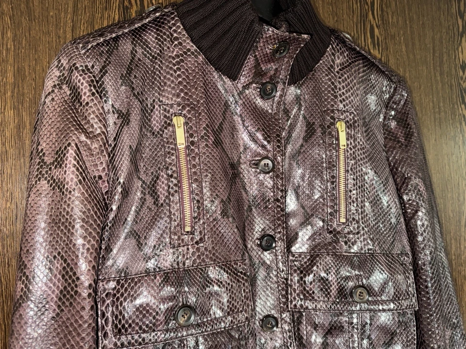 GUCCI Premium Bomberjacke aus Pythonleder Jacke Dunkellila Size: S (It.42) - Bild 3 von 4