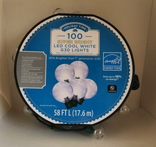 Holiday Time 58 ft, 100 Count Cool White LED Super Bright G30 Christmas Lights