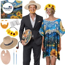 9 Pcs Halloween Couple Costume Set Painting Artist Couples Costumes for Adults I