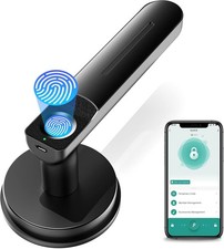 Smart Fingerprint Door Lock Handle, App Control Digital Door Lock, Black